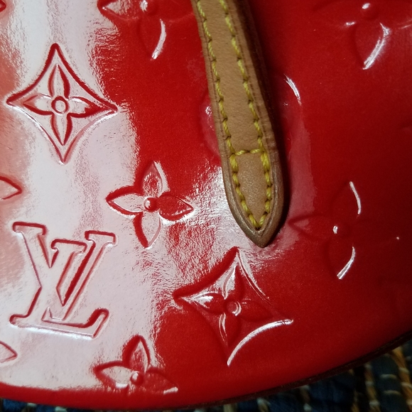 SOLD@!Auth. Louis Vuitton Biscayne Red Vern PM Han - Picture 4 of 12